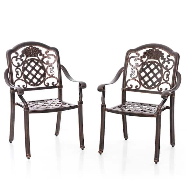 Cast Aluminum Outdoor Dining Chair Set of 2