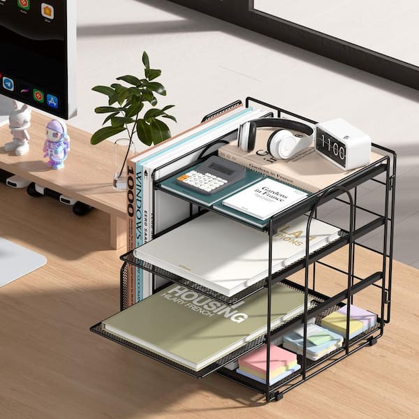 Aoibox 4-Tier Paper Letter Tray Desk Organizer with File Holder