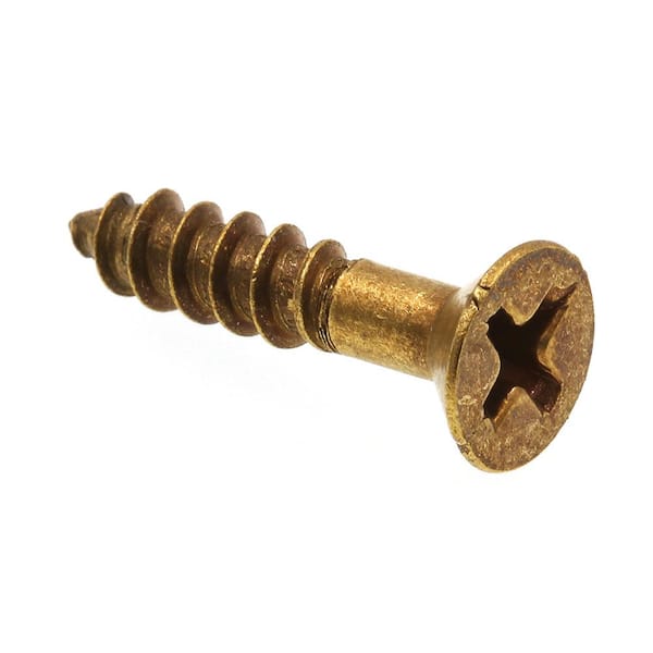 Prime-Line #8 x 3/4 in. Solid Brass Phillips Drive Flat Head Wood Screws (25-Pack)
