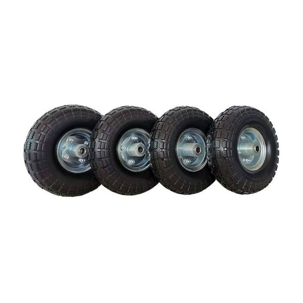 Unbranded 3.50 in. to 4 in. No Flat Rubber Utility Cart Replacement Tires (Set of 4)