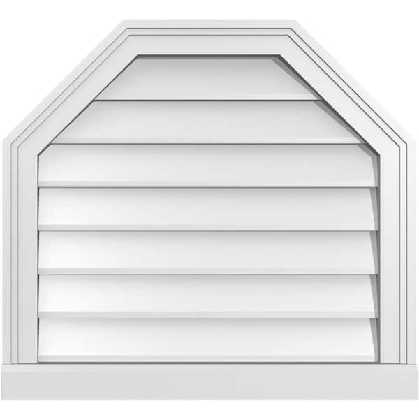 Ekena Millwork 24" x 22" Octagonal Top Surface Mount PVC Gable Vent: Non-Functional with Brickmould Sill Frame