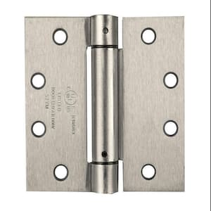 4.5 in x 4 in Satin Nickel Full Mortise Spring With Non-Removable Pin Squared Hinge - Set of 2
