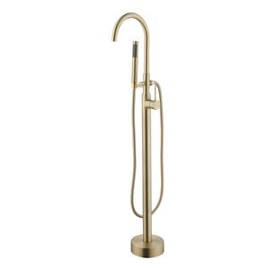 Single Handle Claw Foot Freestanding Tub Faucet with Hand Shower in Brushed Gold