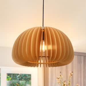 60-Watt 1-Light Brown Large Sized Pendant Light with Pumpkin Shape, No Bulbs Included