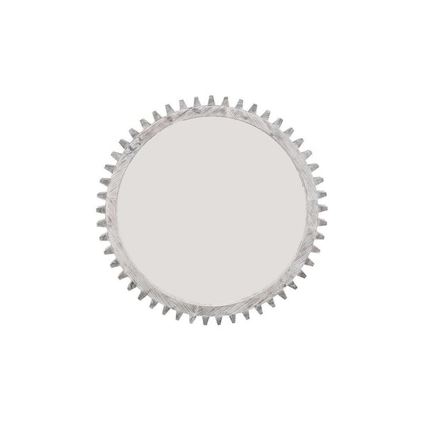 Unbranded White 17 in. W x 17 in. Wood Round Hanging Gear Shape Decorative Mirrors, Bathroom Vanity Mirror