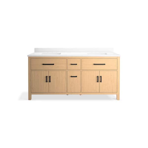 KOHLER Kresla 72.99in. Double Sink Freestanding White Bath Vanity with White Quartz Top Assembled