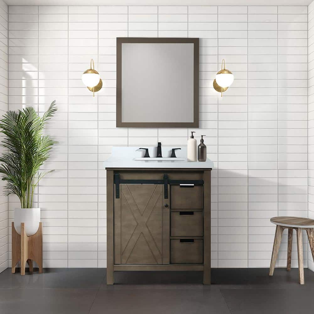 Marsyas 30" Rustic Brown Birch Freestanding Vanity Cabinet