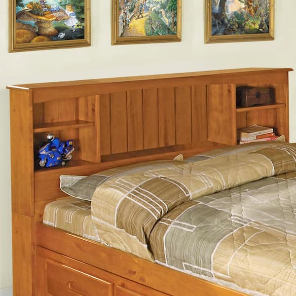 Full captains bed with deals bookcase headboard