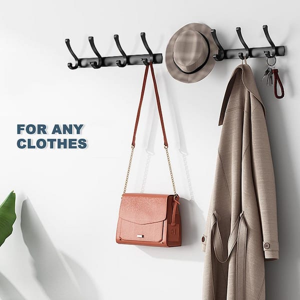 YTJG Coat Rack Wall Mounted, Wall Coat Rack With 4 Rustic Coat Hooks, 17" Entryway Ash Wood Coat Hanger Rail Hooks For Hanging Coats Hats, Perfect For Bedroom Bathroom Kitchen