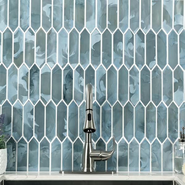 Blue And White Decorative Ceramic Tile - Kitchen Tile Blue Backsplash - Bathroom Tile - Blue Patterned Fireplace Tile - Free Shipping