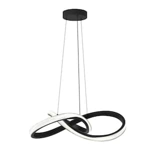 Morgan 30-Watt 1 Light Black Modern 5 CCT Integrated LED Pendant Light Fixture for Dining Room or Kitchen