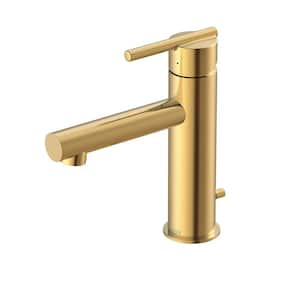 Parma Single Handle Single Hole Bathroom Faucet with Deckplate and Metal Pop-Up Drain Included in Brushed Bronze