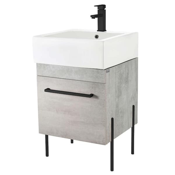 FINE FIXTURES Concordia 20.12 in. W x 19.62 in. D x 33.50 in. H Bathroom Vanity in Gray Marble with White Ceramic Top