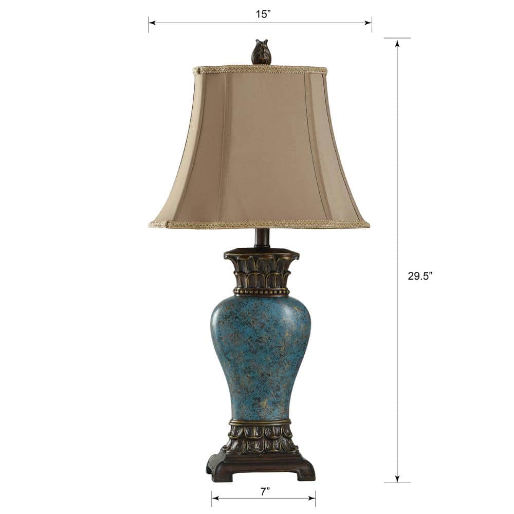 Elegant Curved Poly Table Lamp with Taupe Fabric Shade