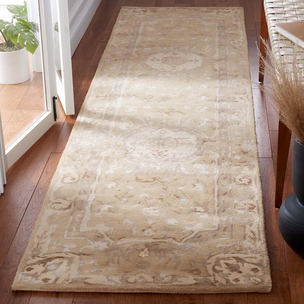 Savonnerie 3 ft. x 10 ft. Sand Medallion Runner Rug