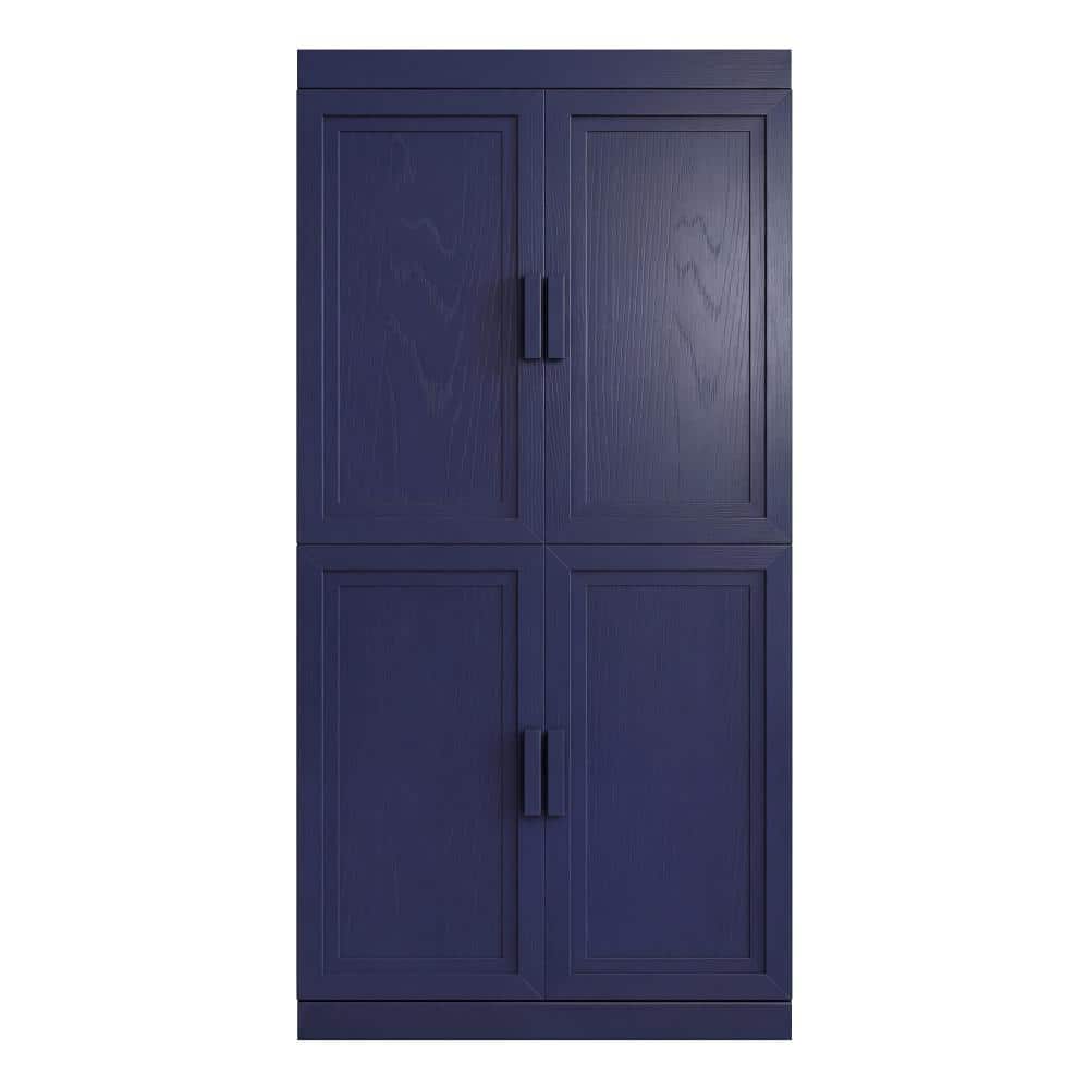 Lirago Navy Blue Wood 62 in. H Corner Cabinet Storage Cabinet with
