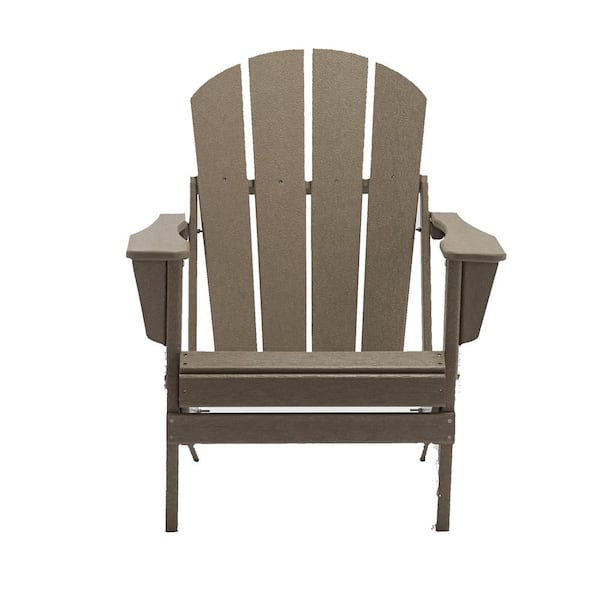Unbranded Classic Solid Coffee Folding Plastic Outdoor Adirondack Chair All-Weather for Garden and Yard