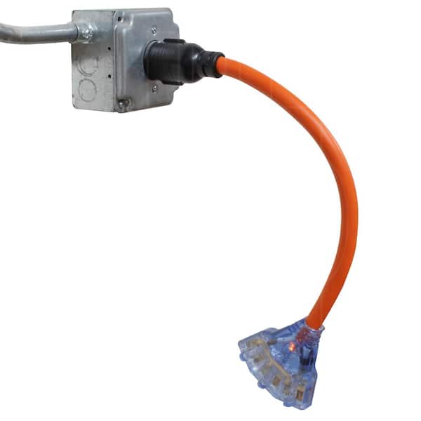 AC WORKS 1.5 ft. 30 Amp 250-Volt L6-30 Plug to (3) NEMA 6-15/20