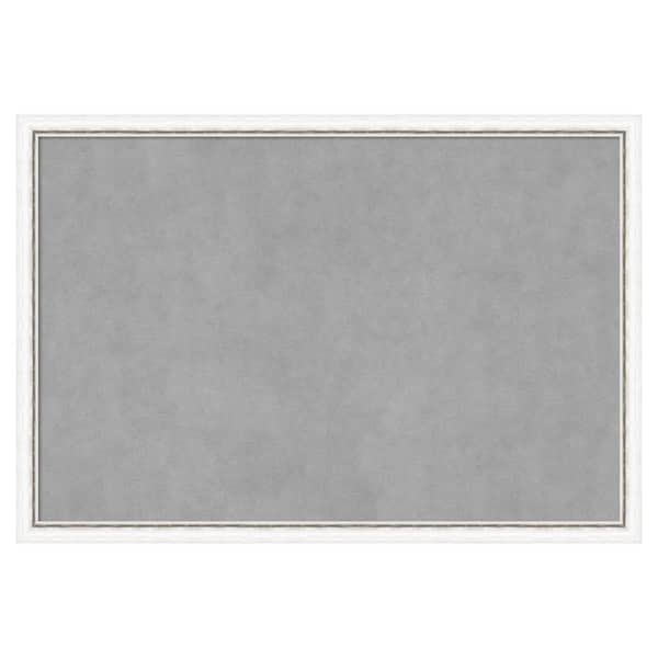 Amanti Art Morgan White Silver 38 in. x 26 in. Magnetic Board, Memo Board