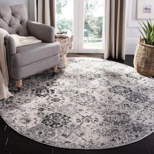 Madison Silver/Grey 11 ft. x 11 ft. Border Floral Medallion Geometric Round Area Rug