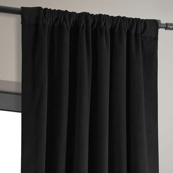 Exclusive Fabrics Furnishings Warm Black Velvet Rod Pocket Blackout Curtain 50 In W X 84 L 1 Panel Vpch 194007 Exclusive Fabrics Furnishings Warm, Black And White Curtains Target