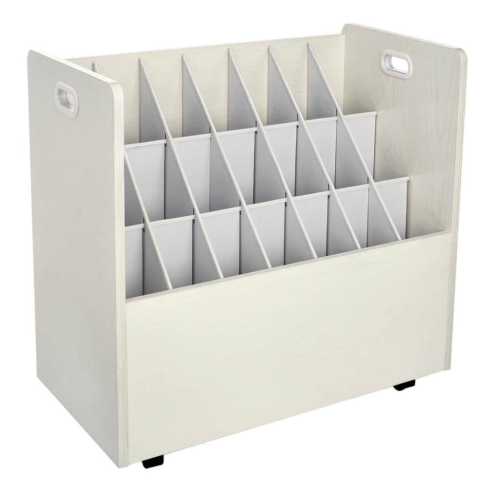 White Mobile Rolling Particle Board Blueprint Roll File Organizer
