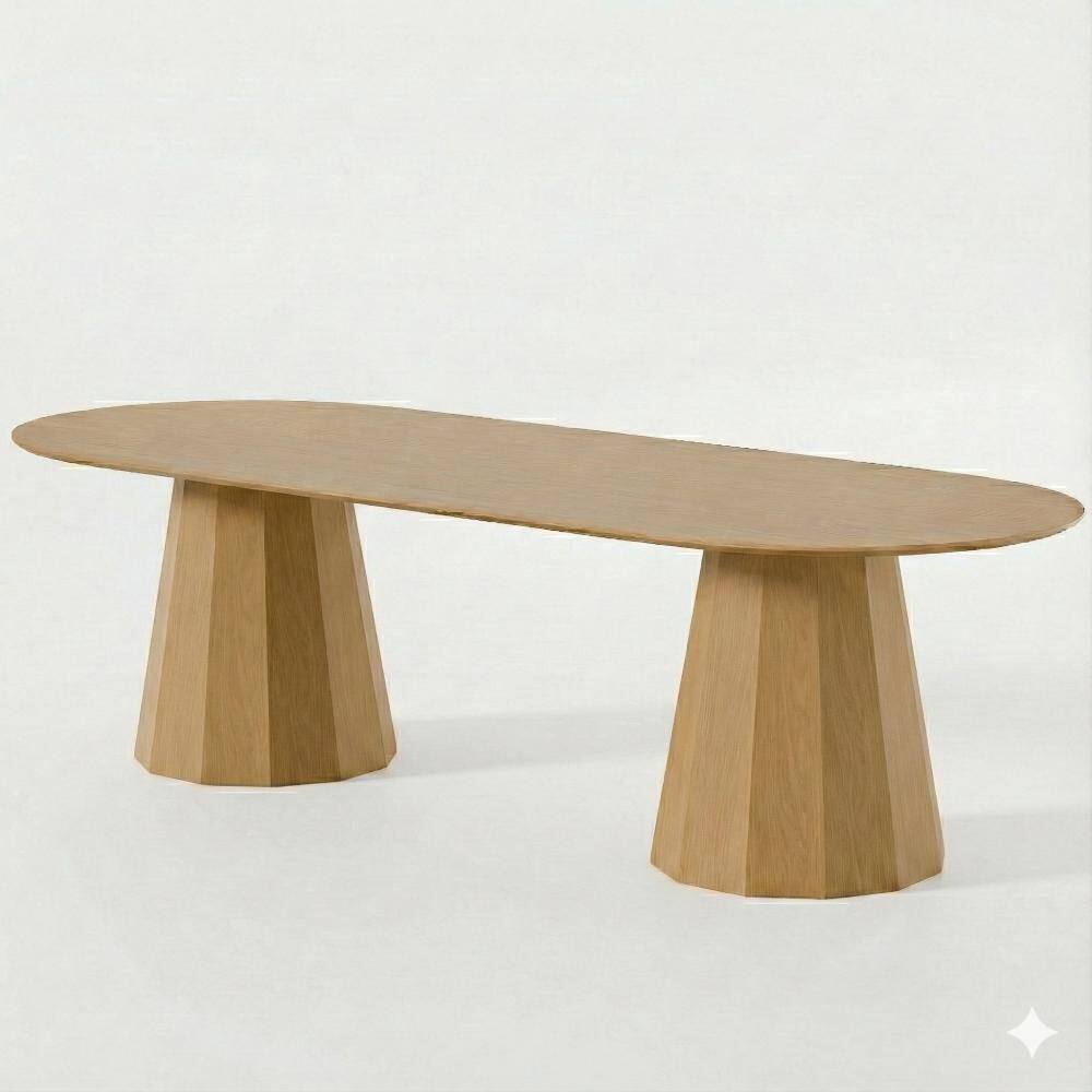 Oval Natural Wooden Solid Wood 86 in. Double Pedestal Base Wood Dining Table (Seats 10) price history on PriceWatchPro