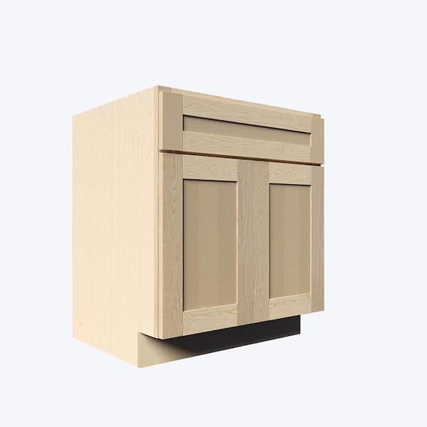 LIFEART CABINETRY 42 in. x 34.5 in. x 24 in. Lancaster Shaker Assembled Base Cabinet with 2-Doors and 2-Drawers in Natural Wood