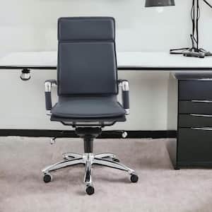 Amelia Leather Swivel Office Chair in Blue with Wheels