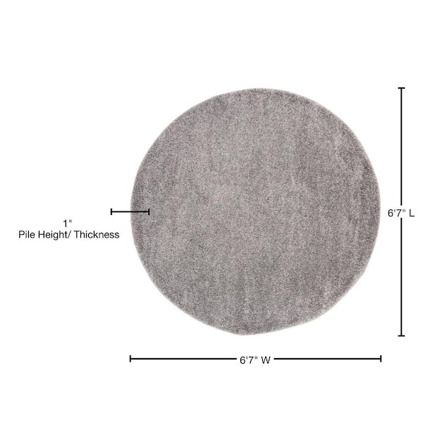 Safavieh Solo Shag 7 x 7 Ivory Round Indoor Solid Area Rug