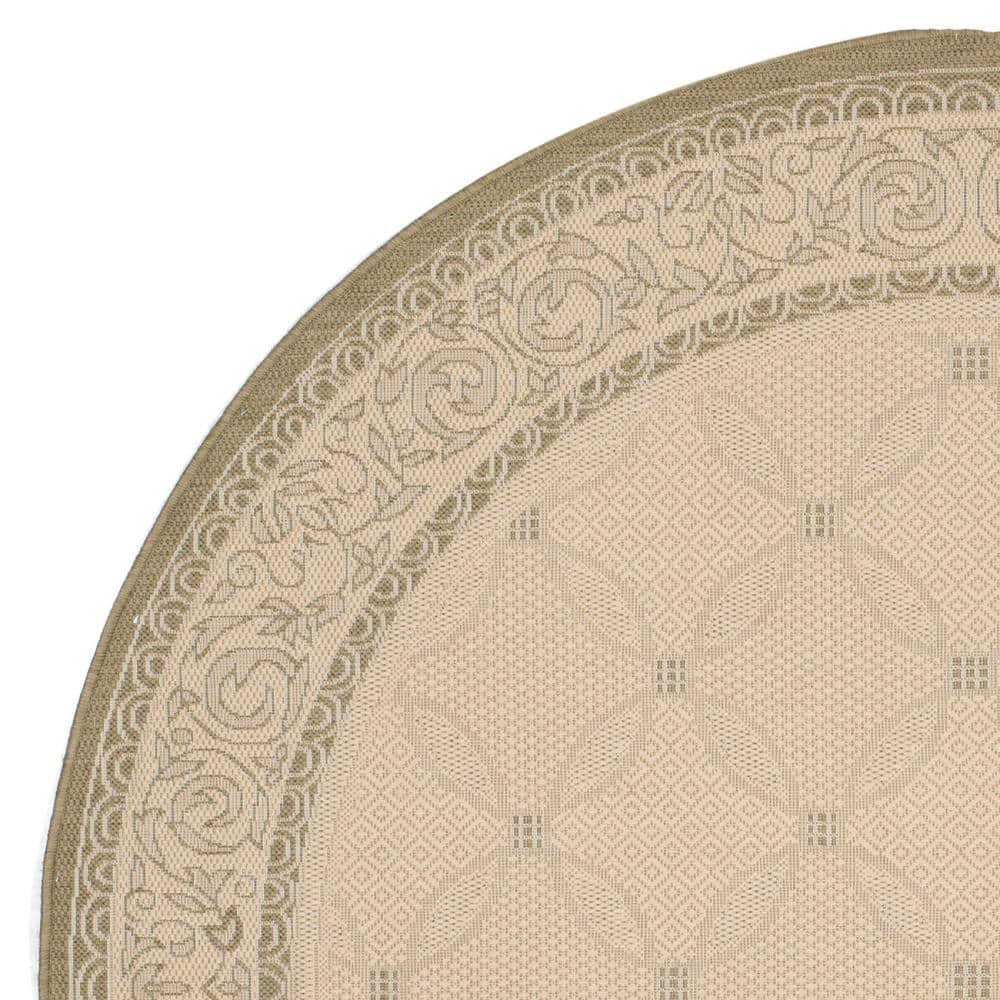 Natural Olive Round Synthetic Indoor/Outdoor Area Rug