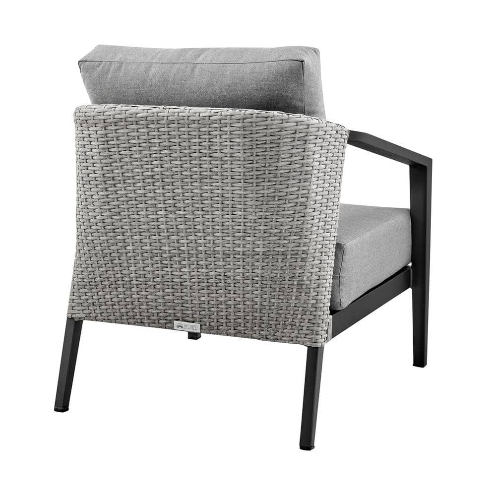 Aileen 5-Person Black Aluminum and Wicker Outdoor Lounge Set with Gray Cushions