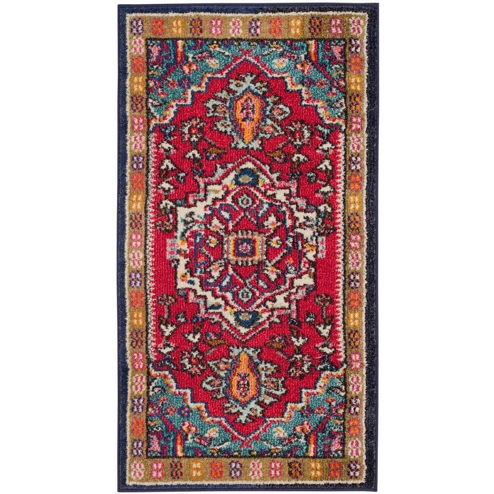 Bohemian Chic Red and Turquoise 3' x 5' Reversible Area Rug