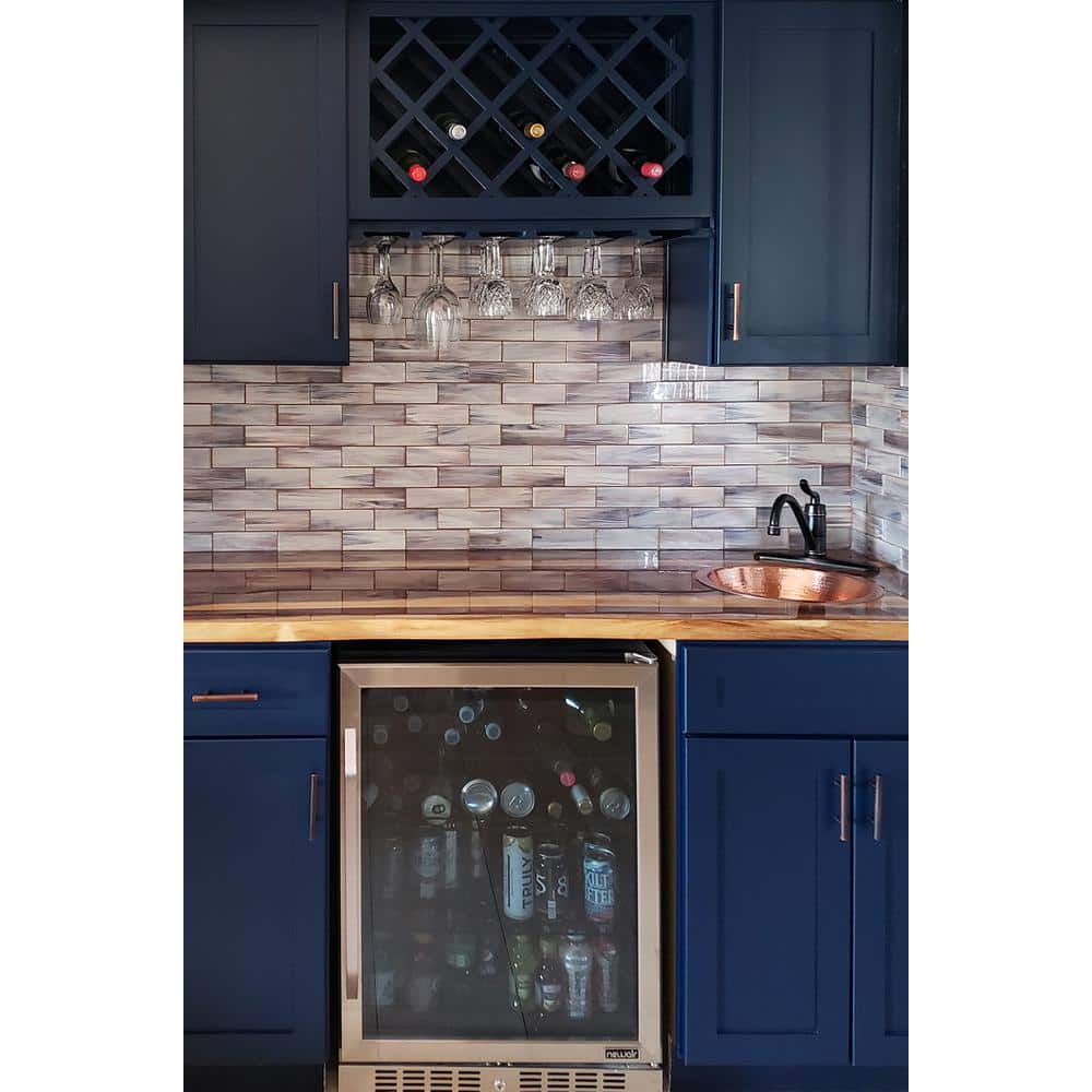 14" Round Hammered Polished Copper Bar Sink