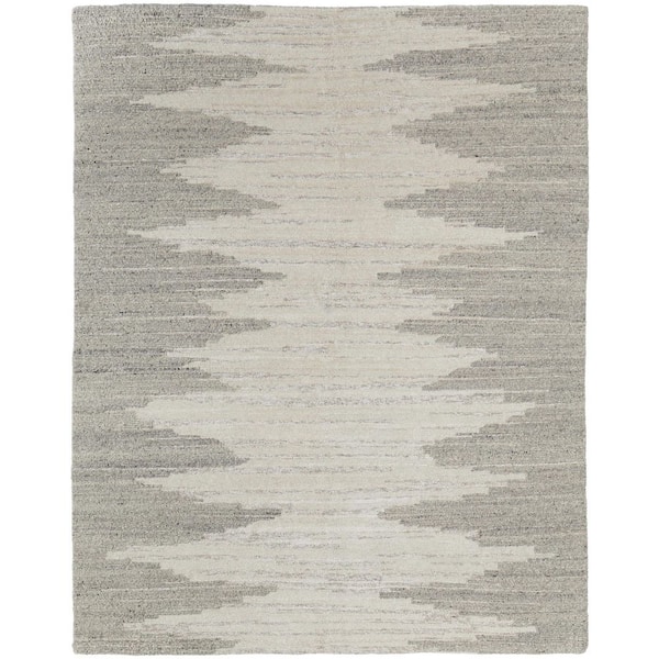 12' X 15' Gray and Ivory Ombre Hand Woven Area Rug