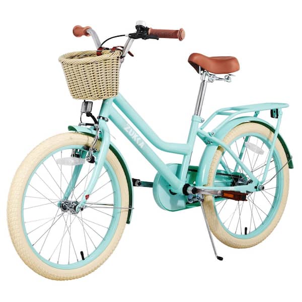 20 in. Girls' Bike Cruiser Bike, Mint Green Bicycle with Basket for Age 7-10
