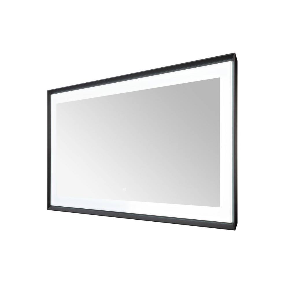 Madison 72 in. W x 36 in. H Rectangular Framed Wall Mount Bathroom Vanity Mirror in Matte Black LED Lighted Defogger price history on PriceWatchPro