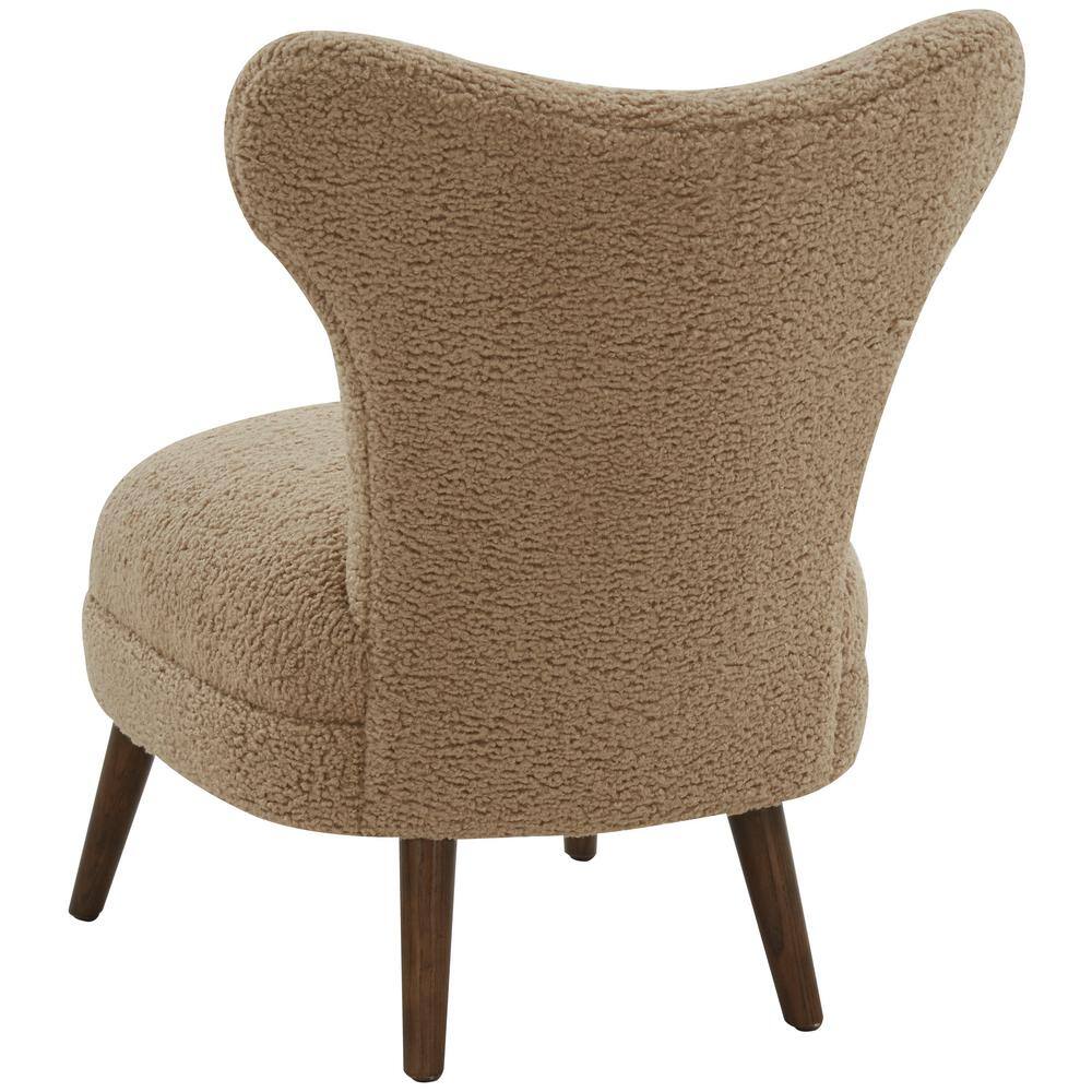 Brandietta Light Brown Faux Shearling Wood Accent Chair
