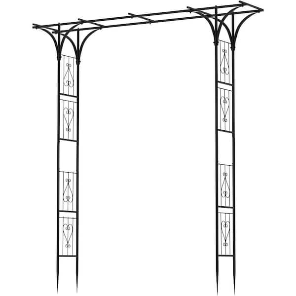 Garden Arbor Trellis 87 in. W x 71 in. H, Steel Frame Stand Trellis for Climbing Plants,Outdoor Archway Gate Black Arbor