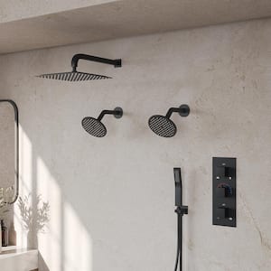 ZenithRain Shower System 8-Spray 12&6&6 in. Dual Wall Mount Fixed and Handheld Shower Head 2.5GPM in Matte Black