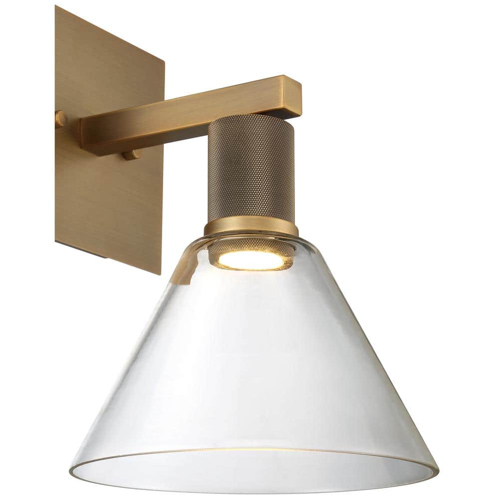 Dimmable Brass and Gold Wall Sconce with Clear Globe