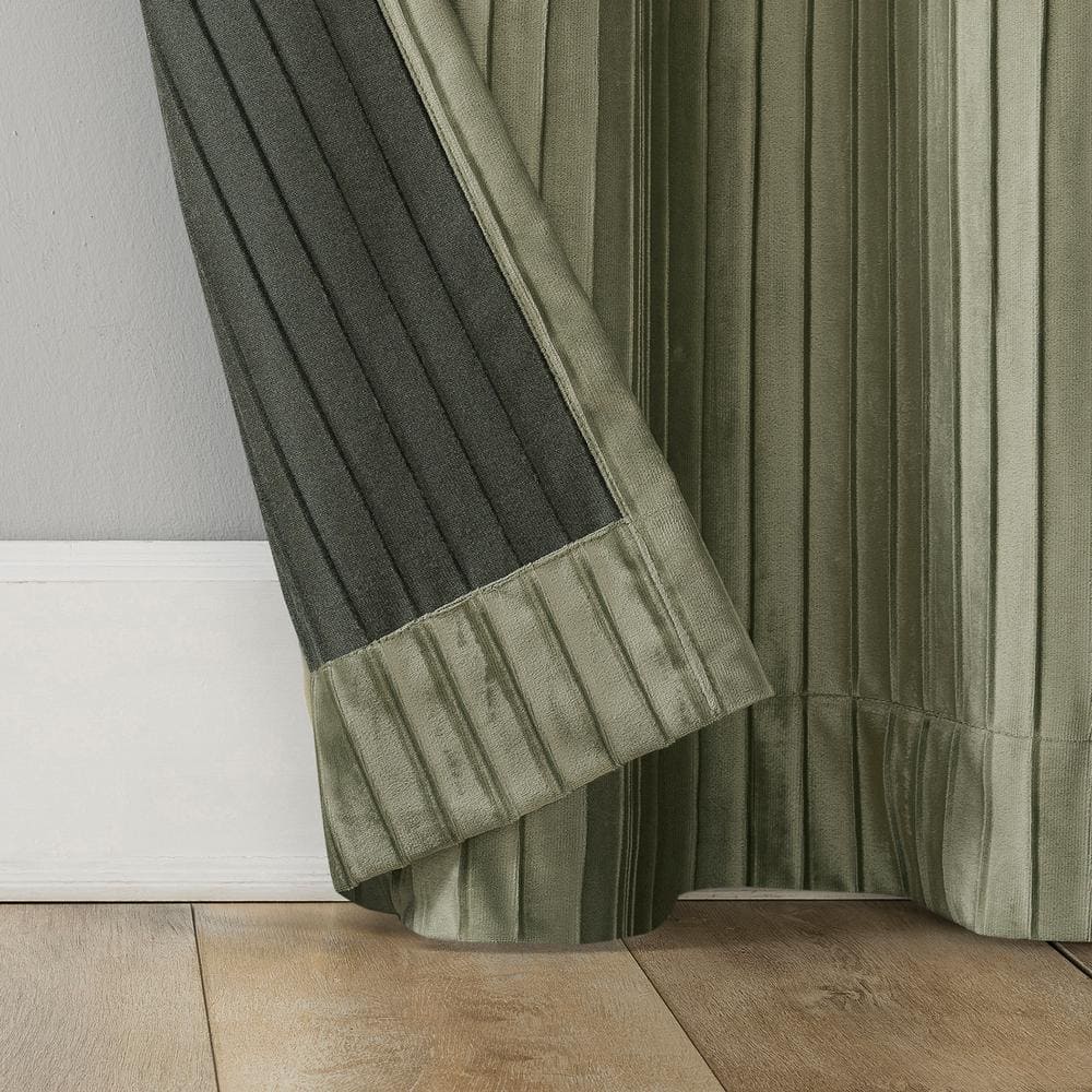 Sage Green Extra Long Velvet Blackout Grommet Curtain Panel