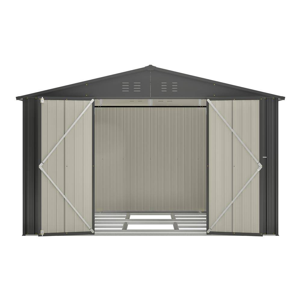 10 ft. W x 8 ft. D Outdoor Storage Metal Shed with Lockable Doors, All Weather Garden Tool Shed, Black (80 sq. ft.) price history on PriceWatchPro