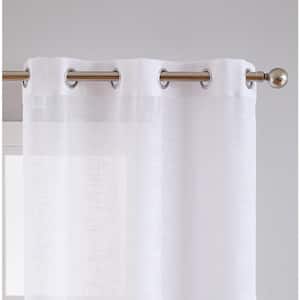White Linen Grommet Sheer Curtain - 38 in. W x 84 in. L (Set of 2)