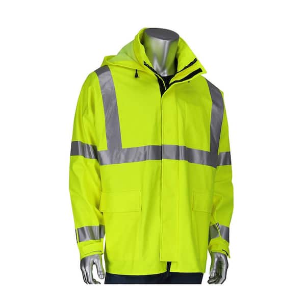 PIP VizAR Men's Small Hi Vis AR/FR ANSI Type R Class 3 Waterproof Jacket with 2-Pockets and Hood, 14 cal/sq.cm