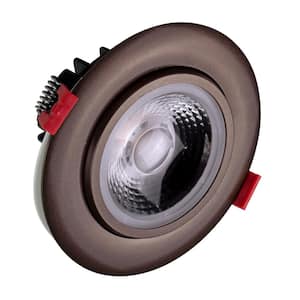 4 in. Oil-Rubbed Bronze 2700K Remodel IC-Rated Recessed Integrated LED Gimbal Downlight Kit