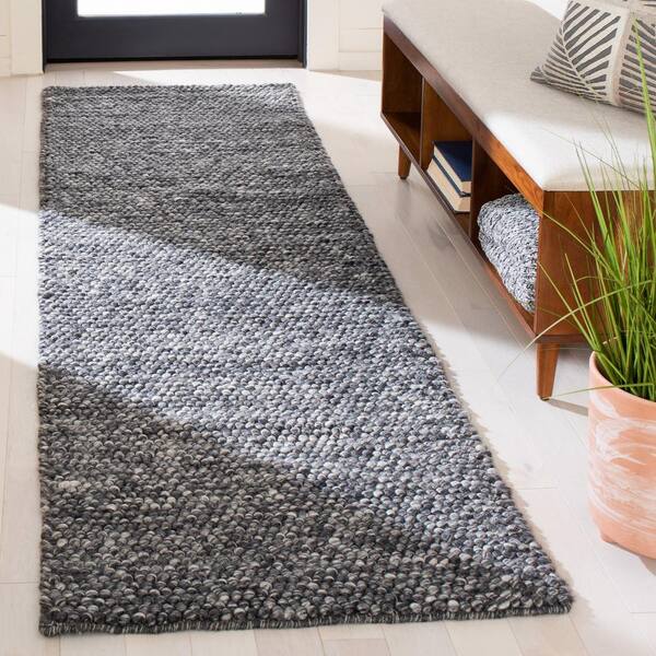 Natura 2 ft. x 10 ft. Dark Gray Solid Runner Rug