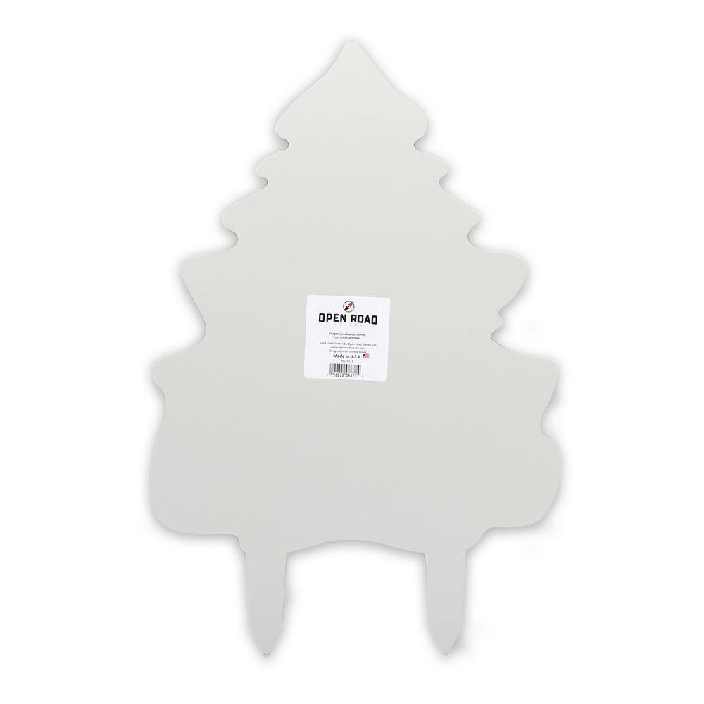 Green Metal Merry Christmas Tree Yard Stake with Ornaments