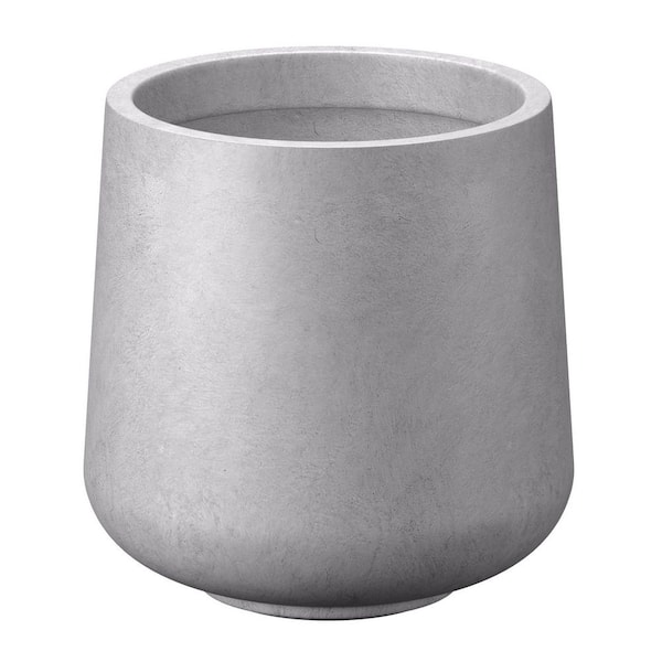 17 in. Large Light Stone Gray Concrete Round Planter / Pot with Drainage Holes