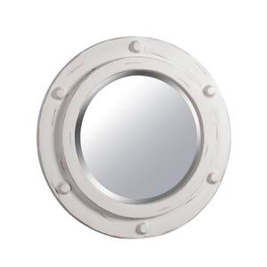 Medium Oval White Beveled Glass Novelty Mirror (24 in. H x 24 in. W)